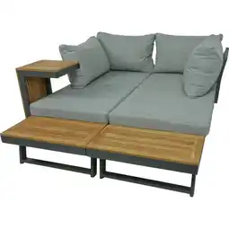 Netto Marken-Discount Sitzgarnitur Sitzgruppe Holz Garten Lounge Set Gartenmöbel Massiv Tisch Sofa Angebot