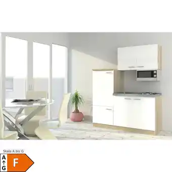 Netto Marken-Discount Respekta Economy Küchenzeile KB160ESWMI 160 cm, Weiß mit Mikrowelle Angebot