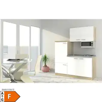 Netto Marken-Discount Respekta Economy Küchenzeile KB160ESWMI 160 cm, Weiß mit Mikrowelle Angebot