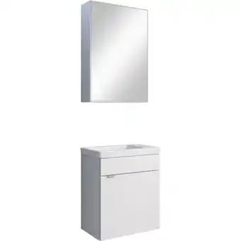 Netto Marken-Discount Inter Handels Badmöbel Set MIA, 2 tlg - Waschplatz Spiegelschrank, weiß Glanz Angebot