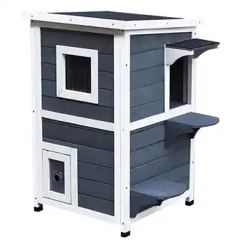 Netto Marken-Discount PawHut Katzenhaus Tannenholz, Asphalt Angebot