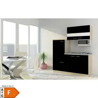 Netto Marken-Discount Respekta Economy Küchenzeile KB160ESSMI 160 cm, Schwarz mit Mikrowelle Angebot