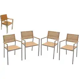 Netto Marken-Discount 4x Teak Stapelstuhl Gartenstuhl Stuhl Set Stapelsessel stapelbar Holz Sitzgruppe Angebot