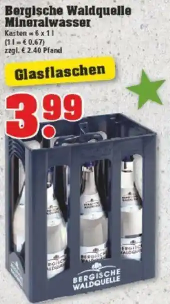 trinkgut Bergische Waldquelle Mineralwasser Kasten = 6 x 1 L Angebot