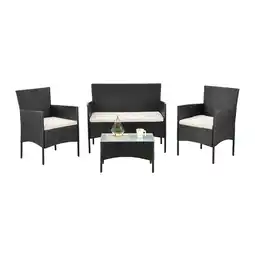 Netto Marken-Discount Juskys Polyrattan Gartenmöbel-Set Fort Myers schwarz mit Tisch, Sofa, 2 Stühle & Auflagen Angebot