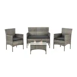 Netto Marken-Discount Juskys Polyrattan Gartenmöbel-Set Fort Myers grau-meliert mit Tisch, Sofa, 2 Stühle & Auflagen Angebot