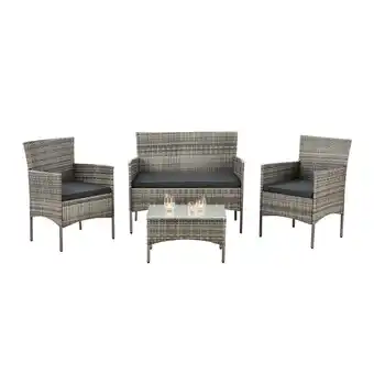 Netto Marken-Discount Juskys Polyrattan Gartenmöbel-Set Fort Myers grau-meliert mit Tisch, Sofa, 2 Stühle & Auflagen Angebot