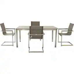 Netto Marken-Discount 5tlg Tischgruppe Gartenmöbel Gartentisch Stuhl Garten Freischwinger Sessel Tisch Angebot