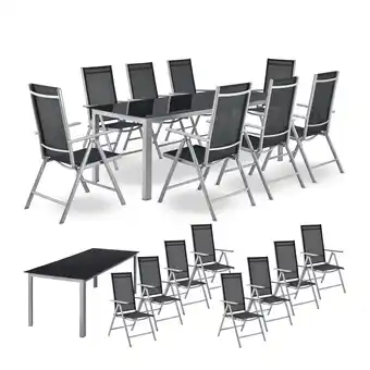 Netto Marken-Discount Juskys Aluminium Gartengarnitur Milano Gartenmöbel Set mit Tisch und 8 Stühlen Silber-Grau Angebot