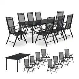 Netto Marken-Discount Juskys Aluminium Gartengarnitur Milano Gartenmöbel Set mit Tisch und 8 Stühlen Dunkel-Grau Angebot