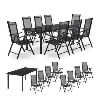 Netto Marken-Discount Juskys Aluminium Gartengarnitur Milano Gartenmöbel Set mit Tisch und 8 Stühlen Dunkel-Grau Angebot