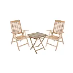 Netto Marken-Discount 3tlg. Teak Tischgruppe Gartenmöbel Gartentisch Stuhl Garten Stapelstuhl Tisch Angebot