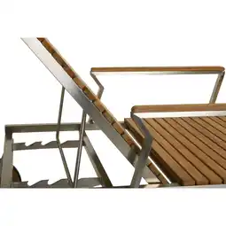 Netto Marken-Discount Sonnenliege Teak Teakholz Edelstahl 197cm Holz Gartenliege Liege Liegestuhl Angebot