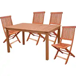Netto Marken-Discount 5tlg. Holz Tischgruppe Gartenmöbel Gartentisch Stuhl Garten Hochlehner Tisch Angebot
