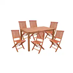 Netto Marken-Discount 7tlg. Holz Tischgruppe Gartenmöbel Gartentisch Stuhl Garten Hochlehner Tisch Angebot