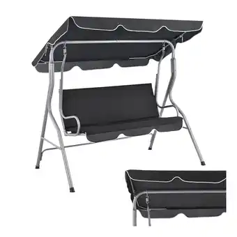 Netto Marken-Discount Juskys Hollywoodschaukel 3-Sitzer mit Dach & Sitzauflage – Gartenschaukel 200 kg belastbar - Grau Angebot