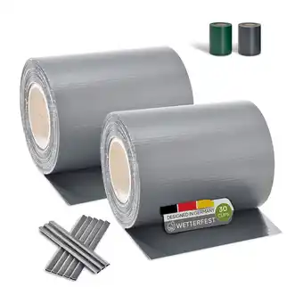 Netto Marken-Discount Juskys PVC Sichtschutzstreifen Doppelstabmatten Zaun 2er Set á 35m x 19cm - Zaunfolie – hellgrau Angebot