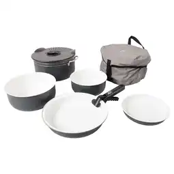 Netto Marken-Discount BO-CAMP Keramik Kochset 7-teilig Alu Camping Koch Geschirr Topf Antihaft Pfanne Angebot