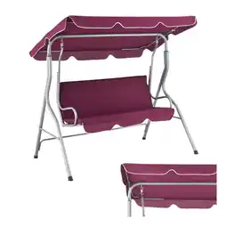 Netto Marken-Discount Juskys Hollywoodschaukel 3-Sitzer mit Dach & Sitzauflage – Gartenschaukel 200 kg belastbar - Rot Angebot