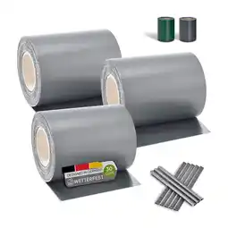 Netto Marken-Discount Juskys PVC Sichtschutzstreifen Doppelstabmatten Zaun 3er Set á 35m x 19cm - Zaunfolie – hellgrau Angebot