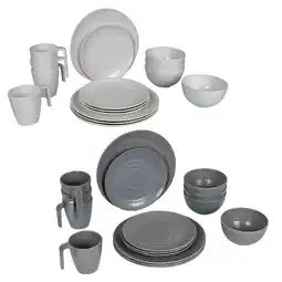Netto Marken-Discount BO-CAMP Melamin Geschirr Set 16tlg - Camping Essgeschirr Reise Picknick Teller Farbe: Grau Angebot