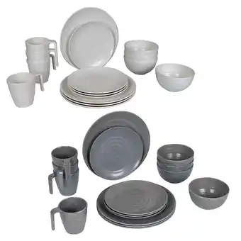 Netto Marken-Discount BO-CAMP Melamin Geschirr Set 16tlg - Camping Essgeschirr Reise Picknick Teller Farbe: Grau Angebot
