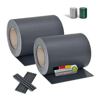 Netto Marken-Discount Juskys PVC Sichtschutzstreifen Doppelstabmatten Zaun 2er Set á 35m x 19cm - Zaunfolie – anthrazit Angebot