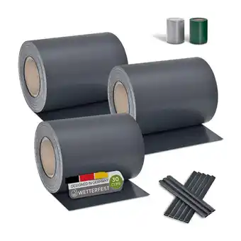 Netto Marken-Discount Juskys PVC Sichtschutzstreifen Doppelstabmatten Zaun 3er Set á 35m x 19cm - Zaunfolie – anthrazit Angebot