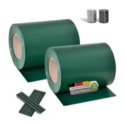 Netto Marken-Discount Juskys PVC Sichtschutzstreifen Doppelstabmatten Zaun 2er Set á 35m x 19cm - Zaunfolie – grün Angebot