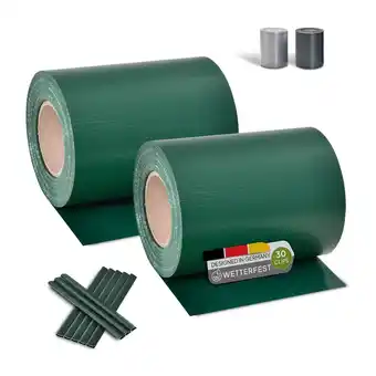 Netto Marken-Discount Juskys PVC Sichtschutzstreifen Doppelstabmatten Zaun 2er Set á 35m x 19cm - Zaunfolie – grün Angebot