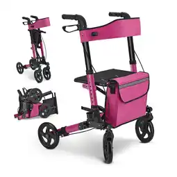 Netto Marken-Discount Juskys Rollator Vital faltbar, leicht & höhenverstellbar aus Aluminium bis 130 kg mit Sitz Lila Angebot