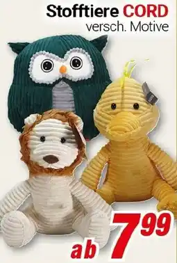 CENTERSHOP Stofftiere CORD Angebot