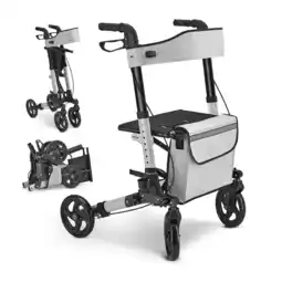 Netto Marken-Discount Juskys Rollator Vital faltbar, leicht & höhenverstellbar aus Aluminium bis 130 kg mit Sitz Grau Angebot
