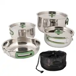 Netto Marken-Discount BO-CAMP Koch Set 4teilig Camping Küche Topf Pfanne Geschirr stapelbar Edelstahl Angebot