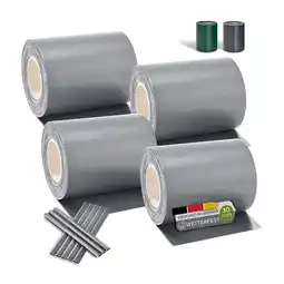 Netto Marken-Discount Juskys PVC Sichtschutzstreifen Doppelstabmatten Zaun 4er Set á 35m x 19cm - Zaunfolie – hellgrau Angebot