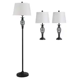 Netto Marken-Discount HOMCOM 3er-Stehlampen-Set Metall, PS, Polyester, Baumwolle Angebot