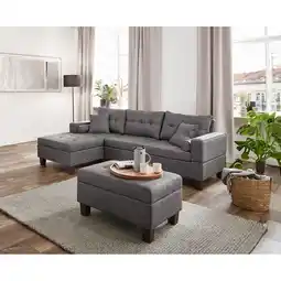 Netto Marken-Discount HOME DELUXE Sofa ROM mit Hocker - versch. Farben - Grau Angebot