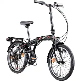 Netto Marken-Discount Agon Parklane Klapprad für Damen und Herren 150 - 185 cm 6 Gang Fahrrad Faltrad StVZO schwarz/rot Angebot