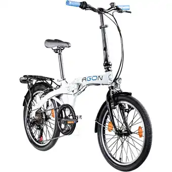 Netto Marken-Discount Agon Parklane Klapprad für Damen und Herren 150 - 185 cm 6 Gang Fahrrad Faltrad StVZO weiß/blau Angebot