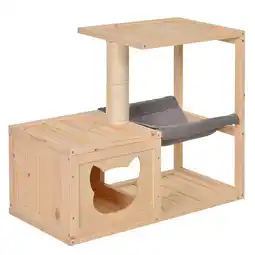 Netto Marken-Discount PawHut Katzenhaus Tanne, Sisalseil, Baumwollstoff Angebot