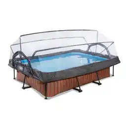 Netto Marken-Discount EXIT Wood Pool 300x200x65cm mit Abdeckung und Filterpumpe - braun Angebot
