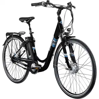Netto Marken-Discount Zündapp Green 3.7 E Bike Damenfahrrad 28 Zoll mit Nabenschaltung 7 Gang schwarz blau Angebot