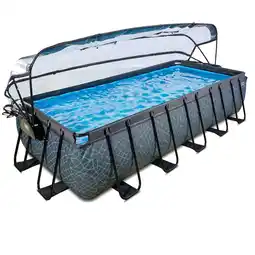 Netto Marken-Discount EXIT Stone Pool 540x250x100cm mit Sandfilterpumpe, Abdeckung und Wärmepumpe, versch. Ausführungen Angebot