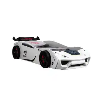 Netto Marken-Discount TRAUMMÖBEL Autobett TURBO V2 Weiß Kinderbett im Rennwagen-Design mit Lattenrost Angebot