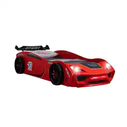 Netto Marken-Discount TRAUMMÖBEL Autobett TURBO V2 Rot Kinderbett im Rennwagen-Design mit Lattenrost Angebot