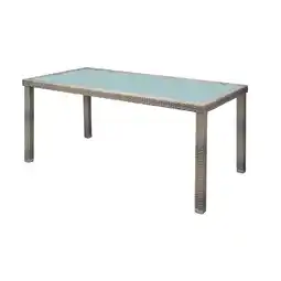 Netto Marken-Discount Polyrattan Premium Gartentisch 205x100cm elfenbein Esstisch Garten Glas Tisch Angebot