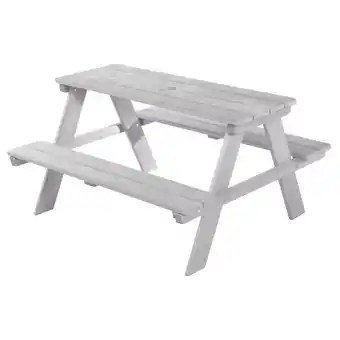 Netto Marken-Discount Kindersitzgruppe 'Outdoor+', wetterfeste Sitzgarnitur 'Picknick for 4', aus Massivholz, grau Angebot