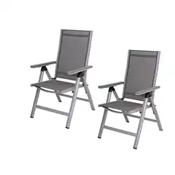 Netto Marken-Discount 2x Alu Klappstuhl Gartenstuhl Aluminium Campingstuhl Hochlehner Set grau Angebot