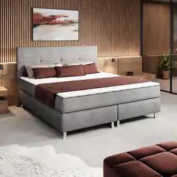 Netto Marken-Discount Inter Handels Boxspringbett New York 180x200 cm Webstoff anthrazit Angebot