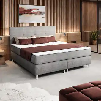 Netto Marken-Discount Inter Handels Boxspringbett New York 180x200 cm Webstoff anthrazit Angebot